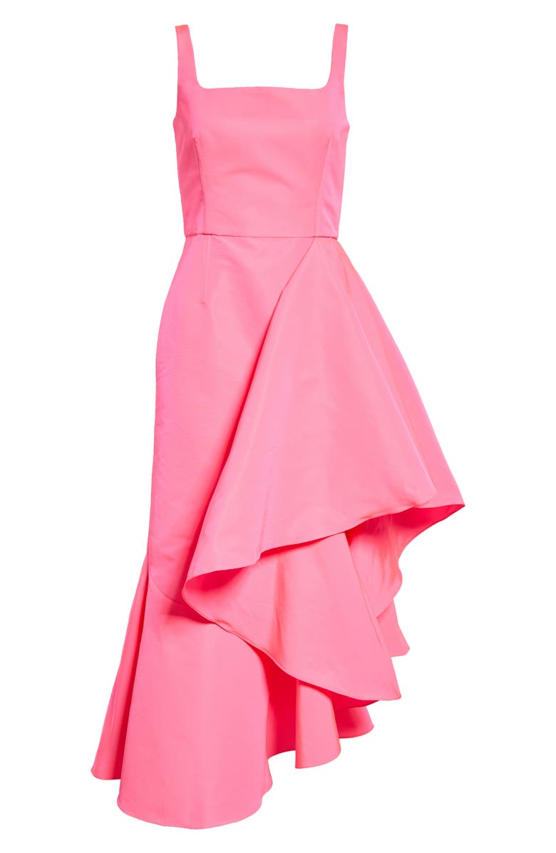 McQueen Asymmetric Drape Cotton Sateen Midi Dress, Alternate, color, 