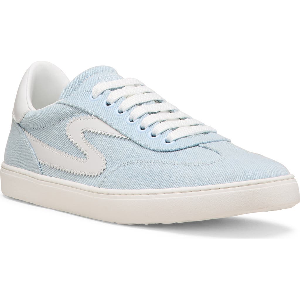 Stuart Weitzman Low Top Runaround Sneakers With Suede Finish In Light Blue/white