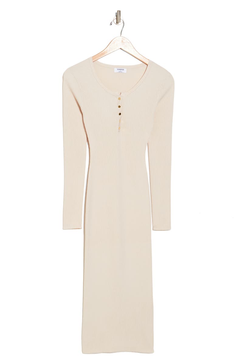 Blu Pepper Long Sleeve Rib Knit Midi Dress, Alternate, color, Cream