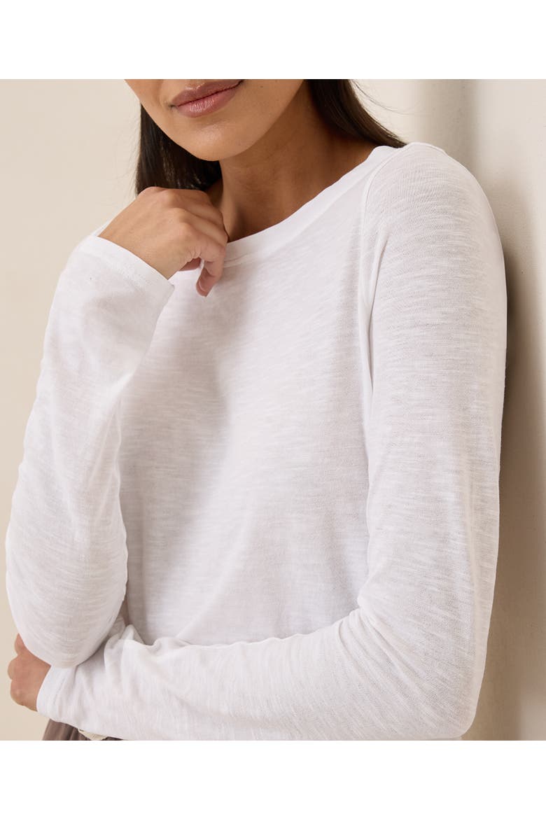 Organic Cotton Featherweight Slub Long Sleeve Tee, Alternate, color, White