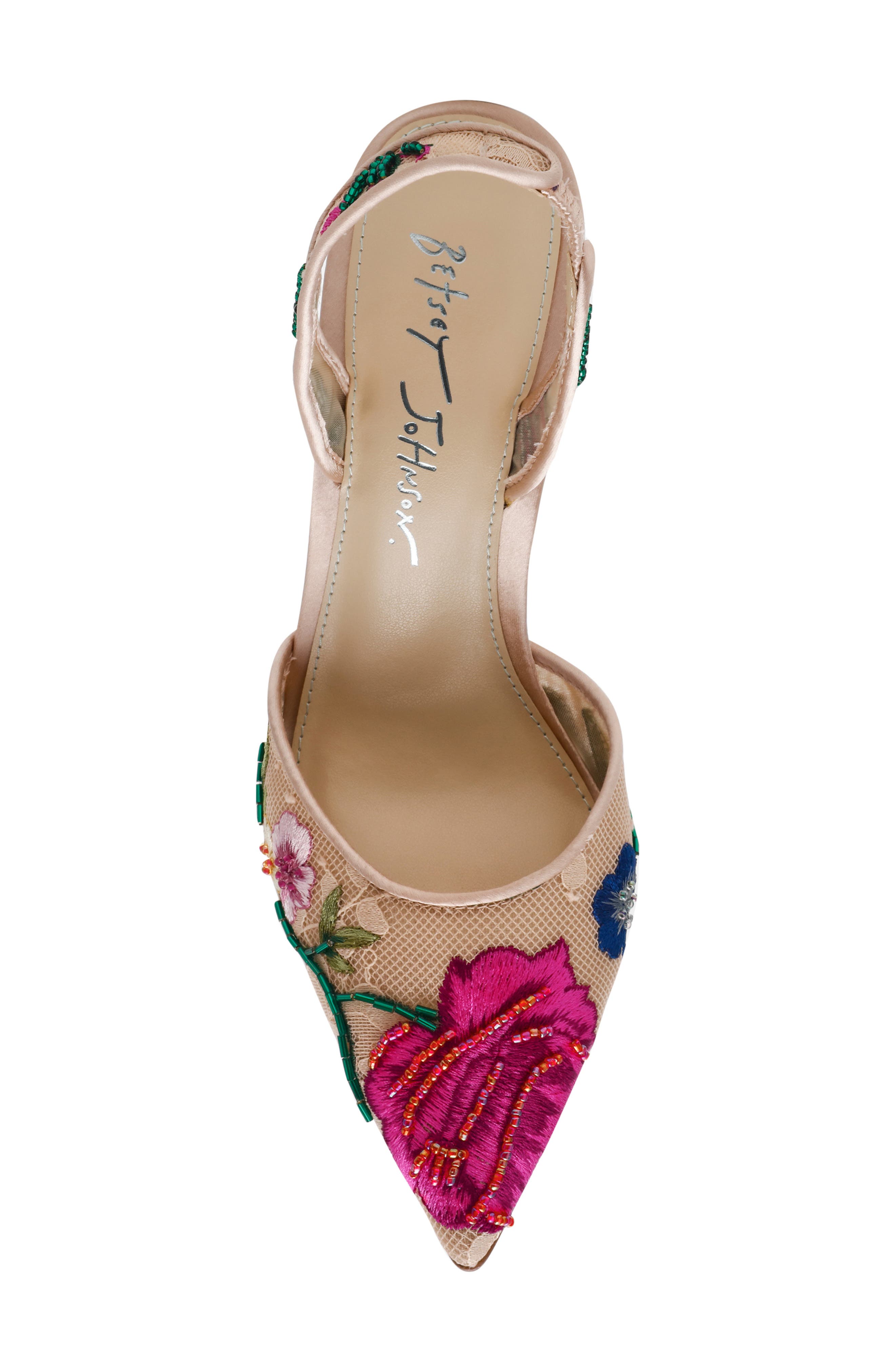 Betsey Johnson April Pointed Toe Slingback Pump, Alternate, color, Blush Multi Floral