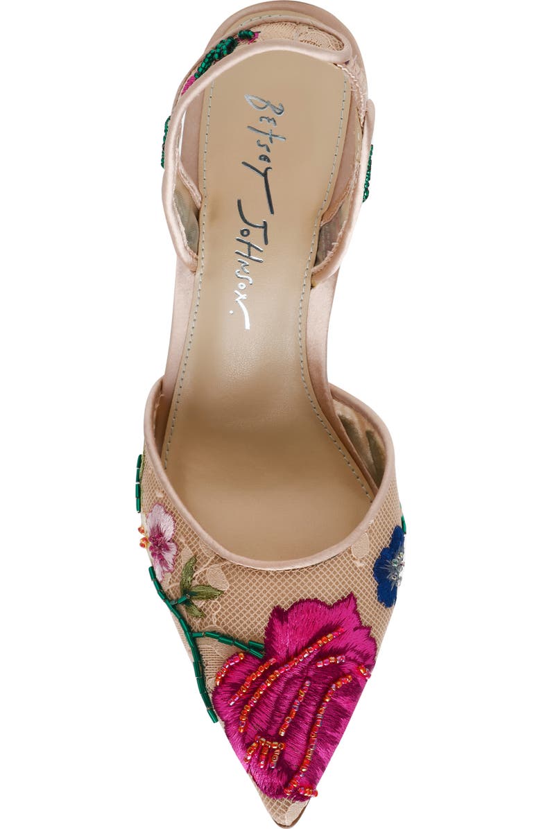 Betsey Johnson April Pointed Toe Slingback Pump, Alternate, color, Blush Multi Floral