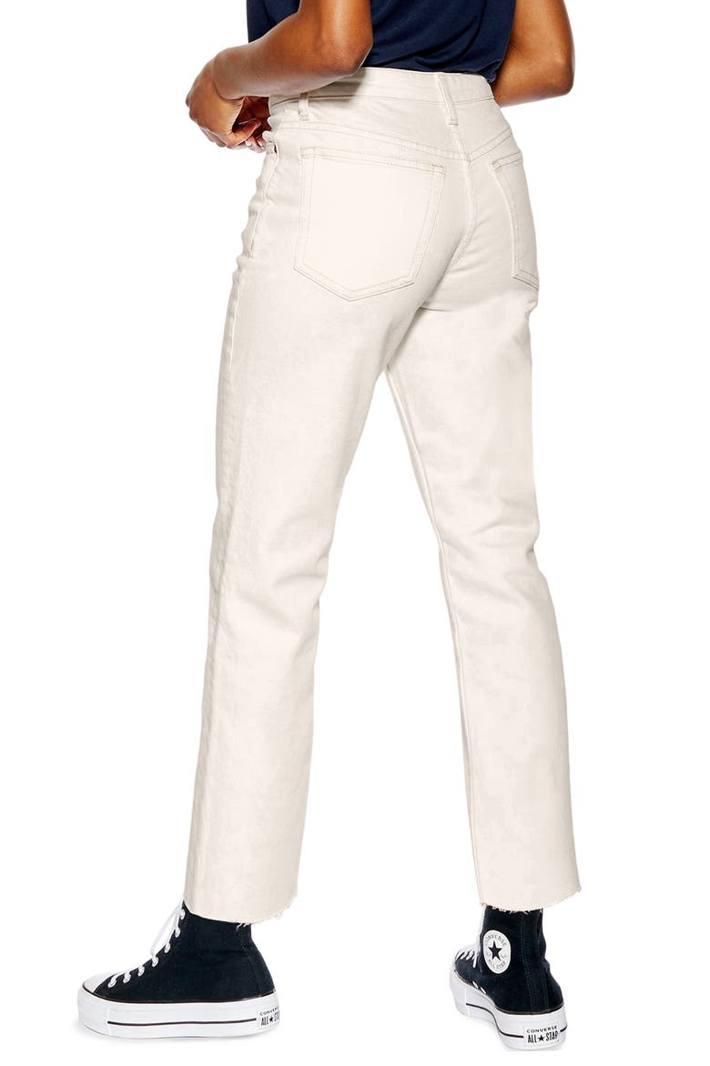 Off White Raw Hem Straight Leg Jeans, Alternate, color, WHITE