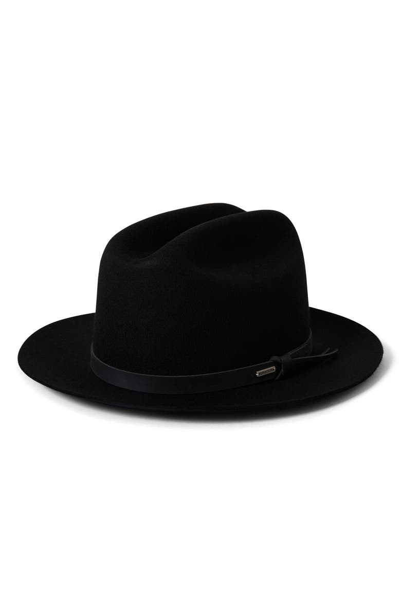 Brixton Hitch Ranch Wool Felt Fedora, Main, color, Black/ Black