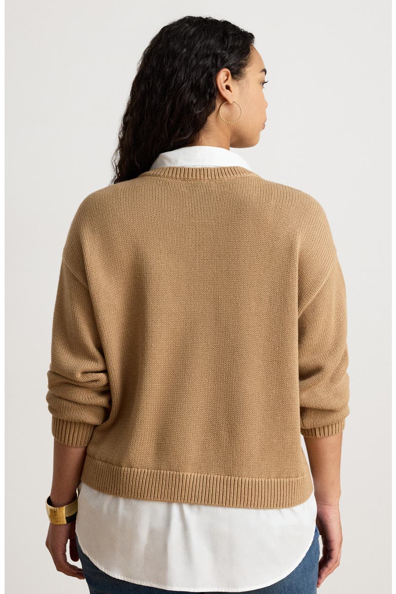 Mixed Media Polo Sweater, Alternate, color, BEIGE/ WHITE