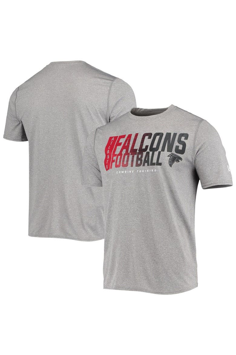 Men's New Era Heathered Gray Atlanta Falcons Combine Authentic Game On T-Shirt, Main, color, Heather Gray