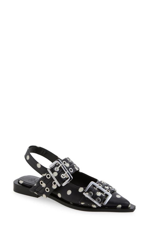 Pointed Toe Mary Jane Slingback Flat (Women)