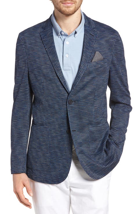 Houndstooth Two Button Notch Collar Performance Blazer