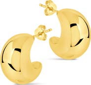 Sterling Forever Ana Dome Huggie Hoop Earrings