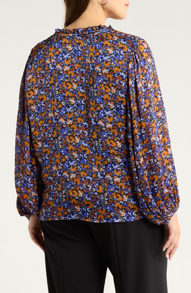 SUGARLIPS Begonia Floral Print Top, Alternate, color, Blue-Rust