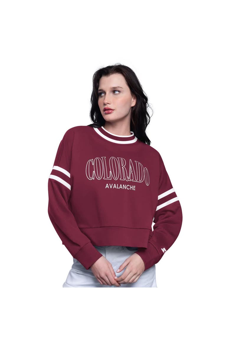 Women's Starter  Burgundy Colorado Avalanche Power Play Cropped Pullover Sweatshirt, Main, color, Burgundy