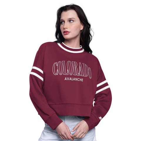 Women's Starter  Burgundy Colorado Avalanche Power Play Cropped Pullover Sweatshirt