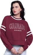 STARTER Women's Starter  Burgundy Colorado Avalanche Power Play Cropped Pullover Sweatshirt