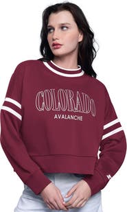 STARTER Women's Starter  Burgundy Colorado Avalanche Power Play Cropped Pullover Sweatshirt