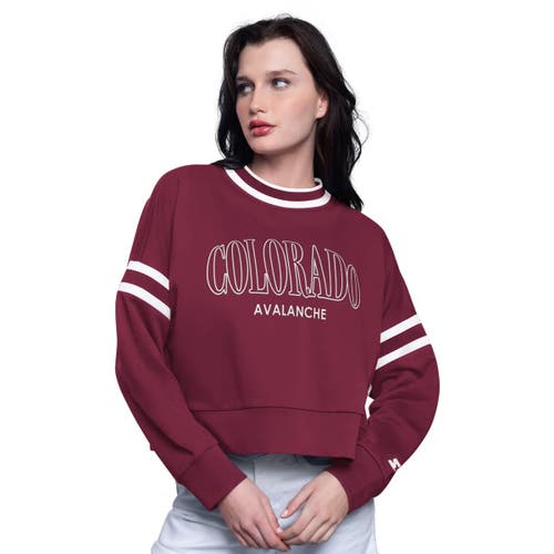 Starter Burgundy Colorado Avalanche Power Play Cropped Pullover Sweatshirt
