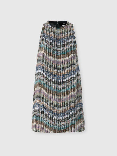 Chevron Knit Mini Dress With Sequins