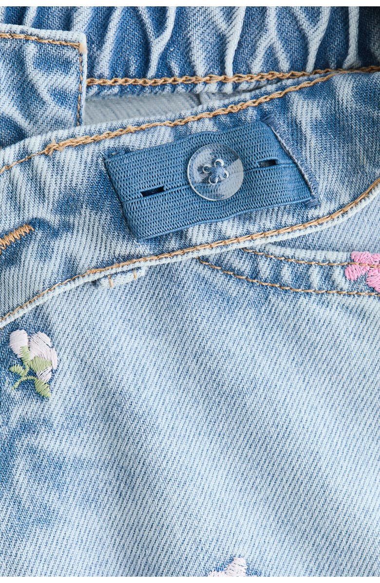H&M Motif-detail Wide Leg Jeans, Alternate, color, Light Denim Blue/Flowers