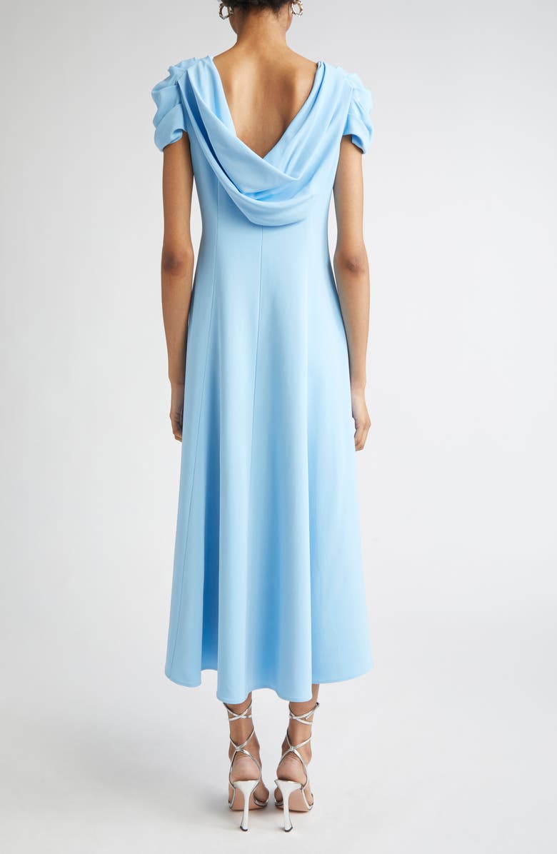 Oscar de la Renta Twist Detail Cap Sleeve Stretch Cady Midi Dress, Alternate, color, Baby Blue