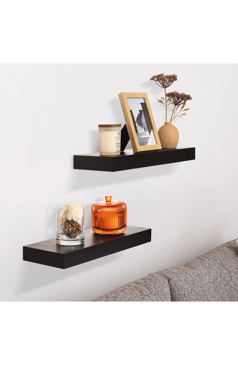 SORBUS Floating Shelves - Set of 2, Alternate, color, Black