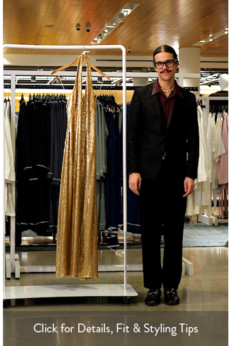 Luxe Sequin Tulle Halter Column Gown video