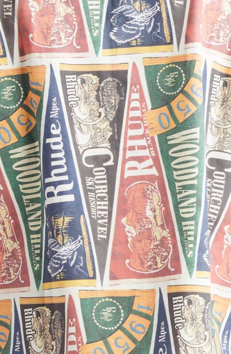 Rhude Collegiate Flag Cotton Snap-Up Shirt, Alternate, color,