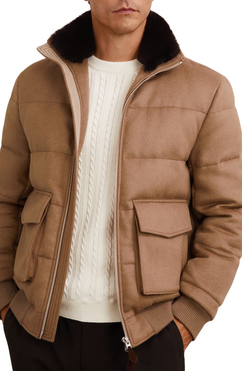 Reiss Gerald Puffer Jacket, Alternate, color, Light Brown