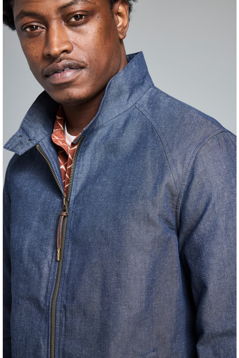 Waxed Denim Harrington Jacket, Alternate, color, INDIGO