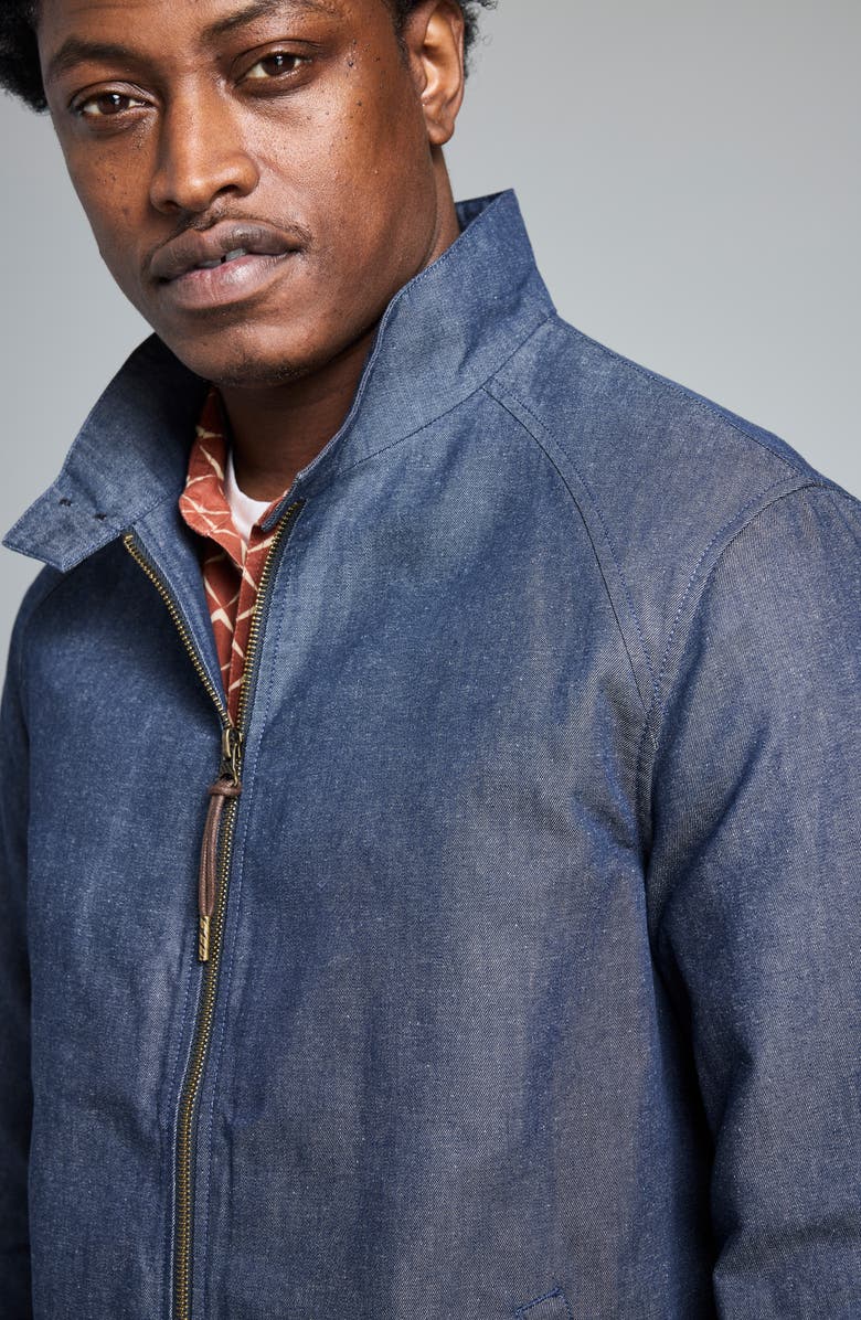 Billy Reid Waxed Denim Harrington Jacket, Alternate, color, Indigo