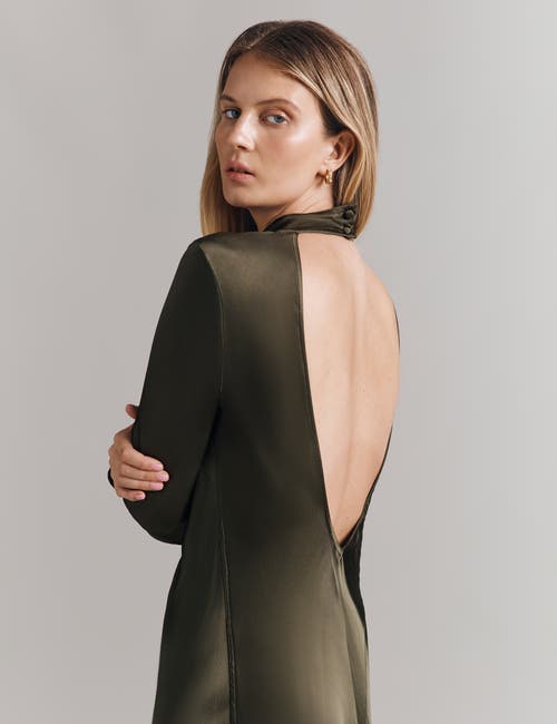 Ghost London Rayna Satin Open Back Maxi Dress In Black