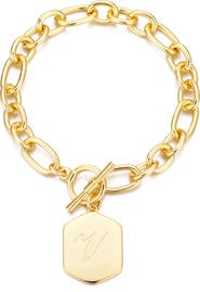 Adornia Monogram Initial Charm Chain Bracelet
