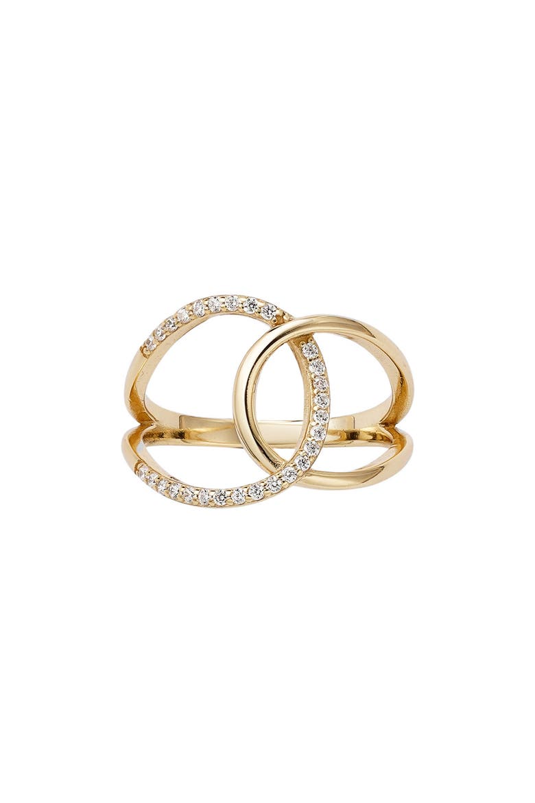 Pavé 925 Sterling Silver CZ Interlocking Ring, Main, color, GOLD