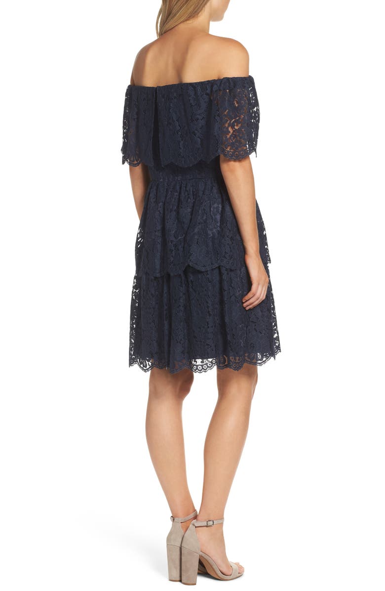 Eliza J Lace Off the Shoulder Dress, Alternate, color, 