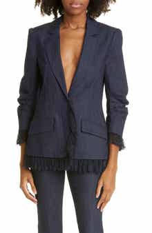 Cinq à Sept Roxie Lace Trim Denim Blazer