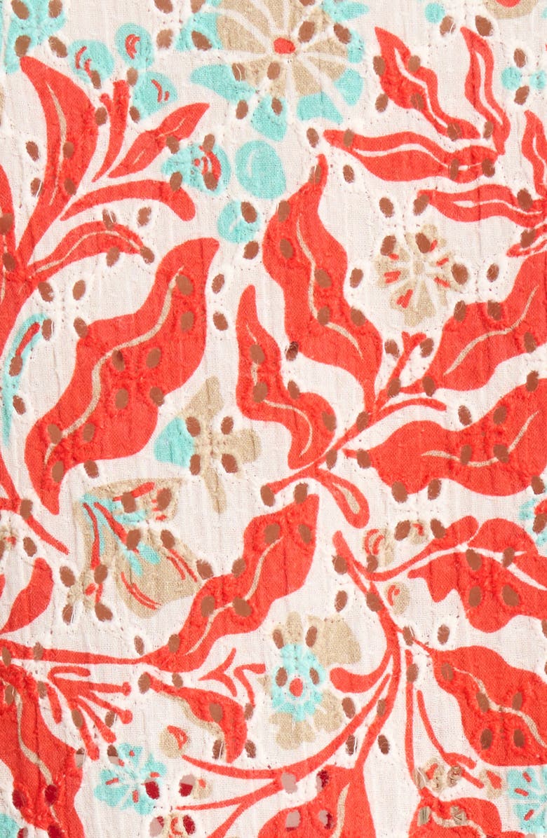 Ramy Brook Lorna Crop Cover-Up Shirt, Alternate, color, Flame Combo