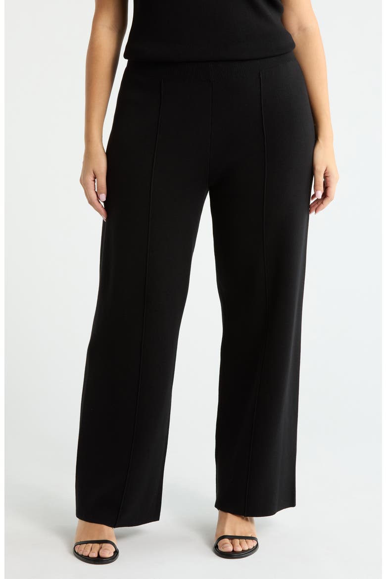 Sweater Knit Pants, Main, color, BLACK