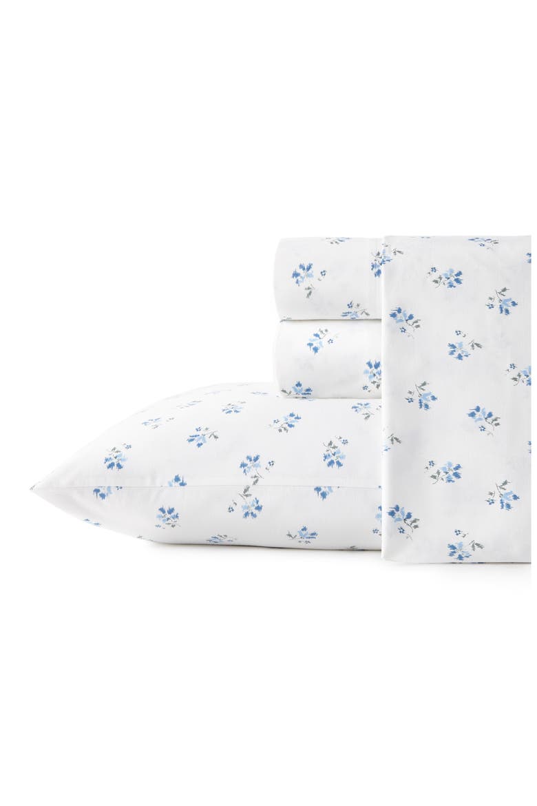 Sketchy Ditsy 200 Thread Count Cotton Percale Sheet Set, Main, color, LIGHT PASTEL BLUE