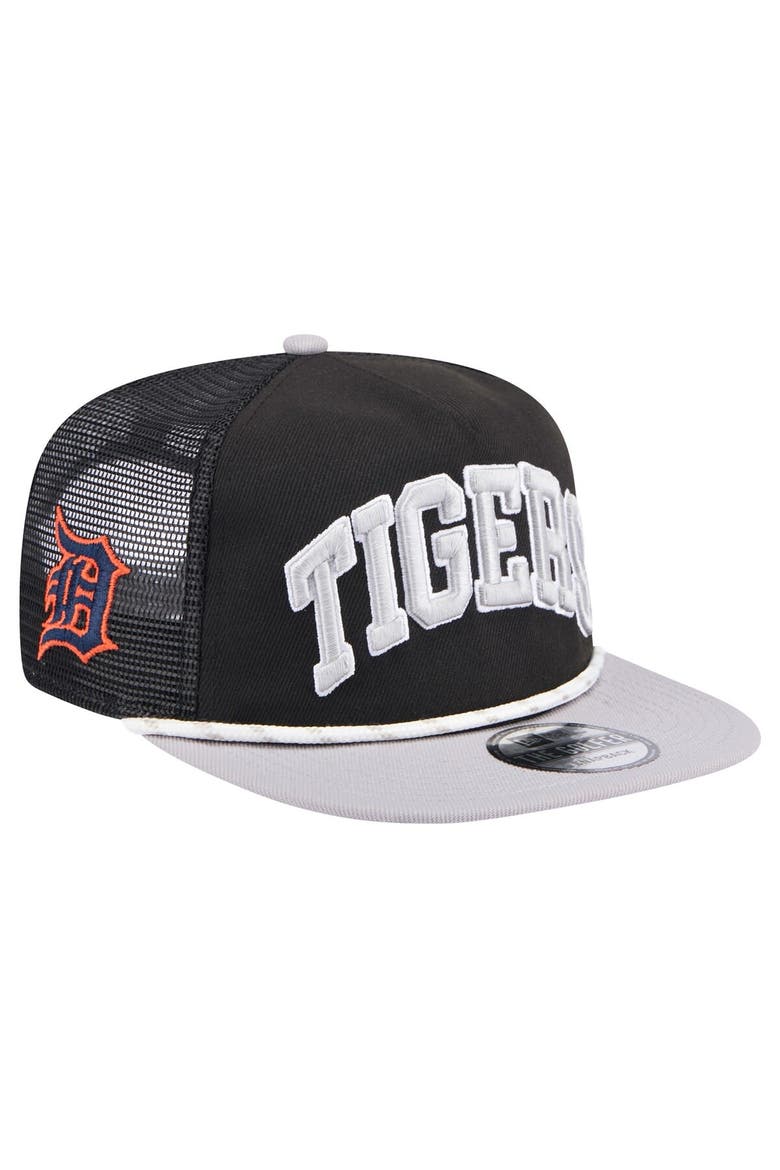Men's New Era Black Detroit Tigers Throwback Meshback Golfer Hat, Alternate, color, Black