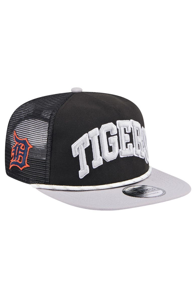 New Era Men's New Era Black Detroit Tigers Throwback Meshback Golfer Hat, Alternate, color, Black