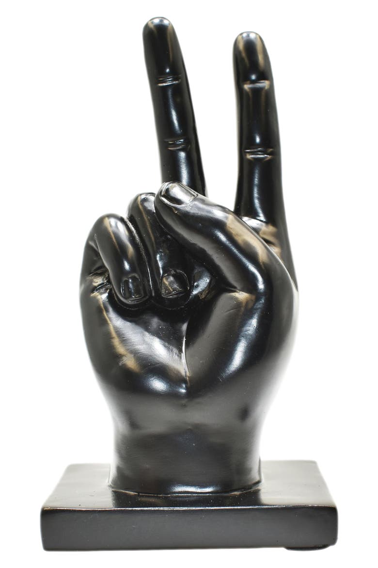 Peace Sign Sculpture, Main, color, BLACK