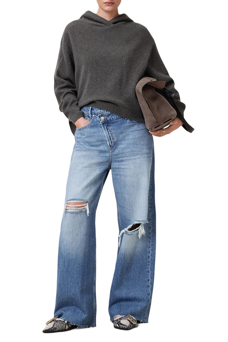 Aki Crossover Ripped Wide Leg Jeans, Alternate, color, LIGHT INDIGO
