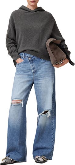 Aki Crossover Ripped Wide Leg Jeans
