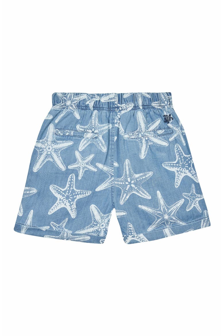Kids' Light Denim Printed Starfish Bermuda Shorts, Alternate, color, BLEACH DENIM W4