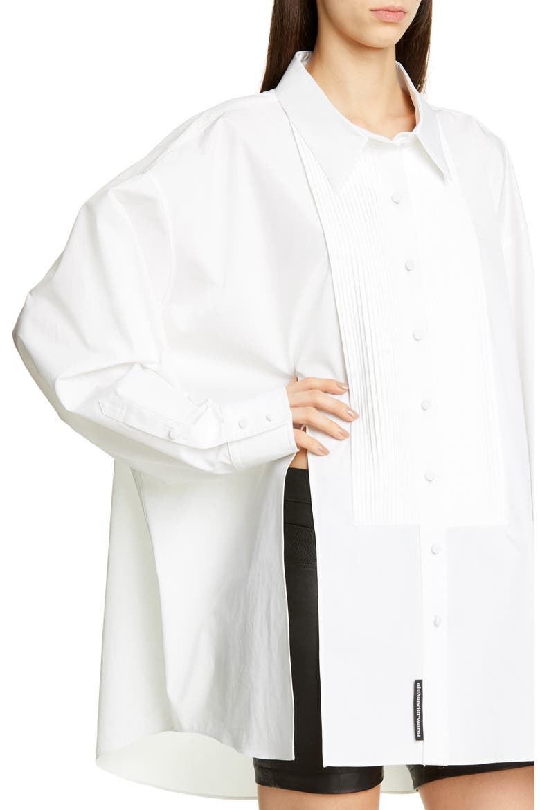 Oversize Tuxedo Shirt, Alternate, color, WHITE