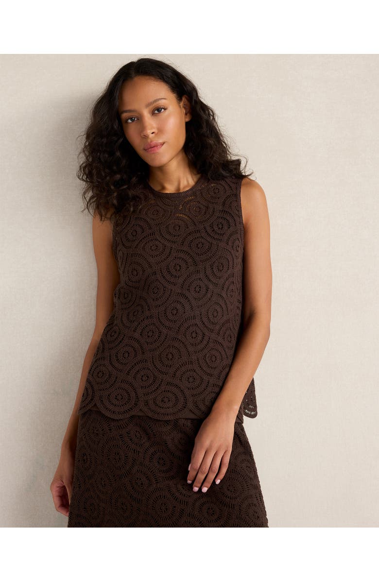 Haven Well Within Cotton Crochet Scalloped Tank, Main, color, Coffee Bean