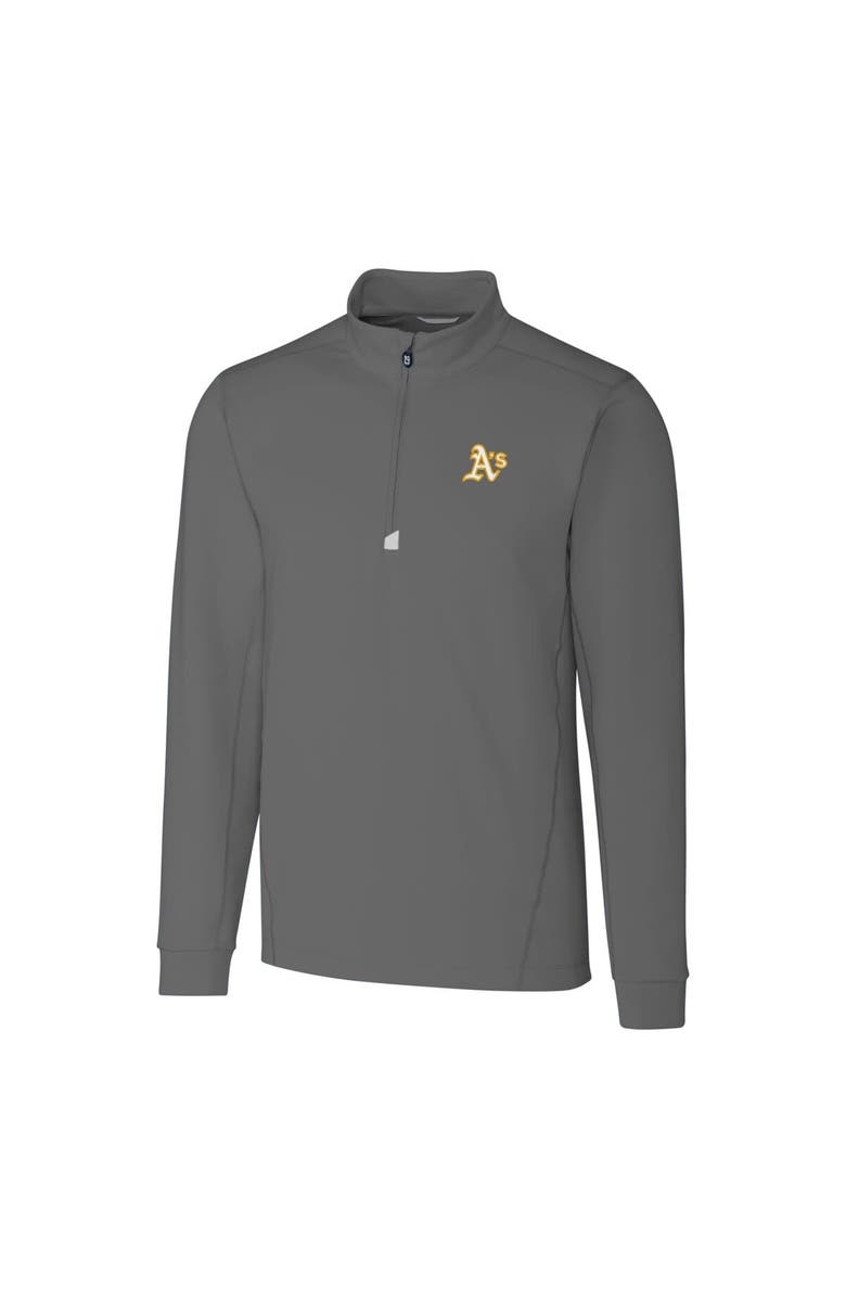 Cutter & Buck Men's Cutter & Buck  Gray Oakland Athletics Big & Tall Traverse Stretch Quarter-Zip Pullover Top, Alternate, color, 