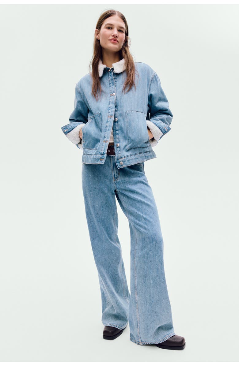 H&M Collared Denim Jacket, Alternate, color, Denim Blue