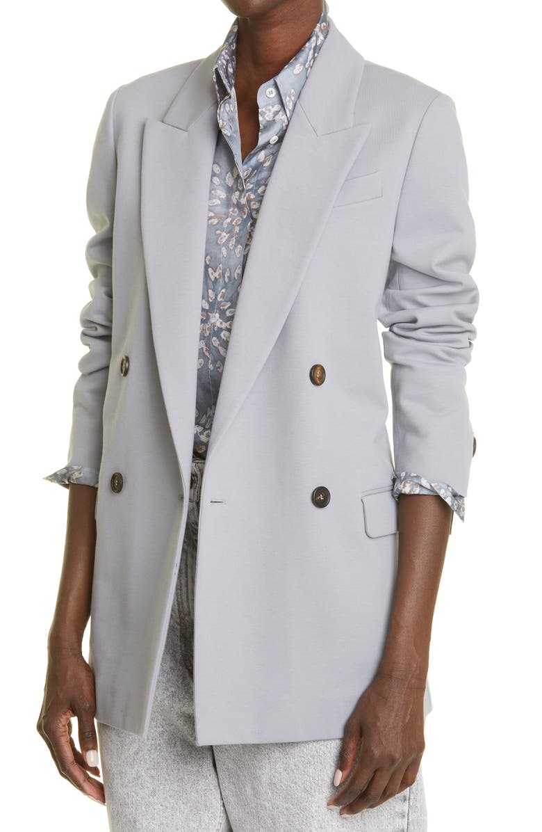 Brunello Cucinelli Double Breasted Knit Blazer, Alternate, color,