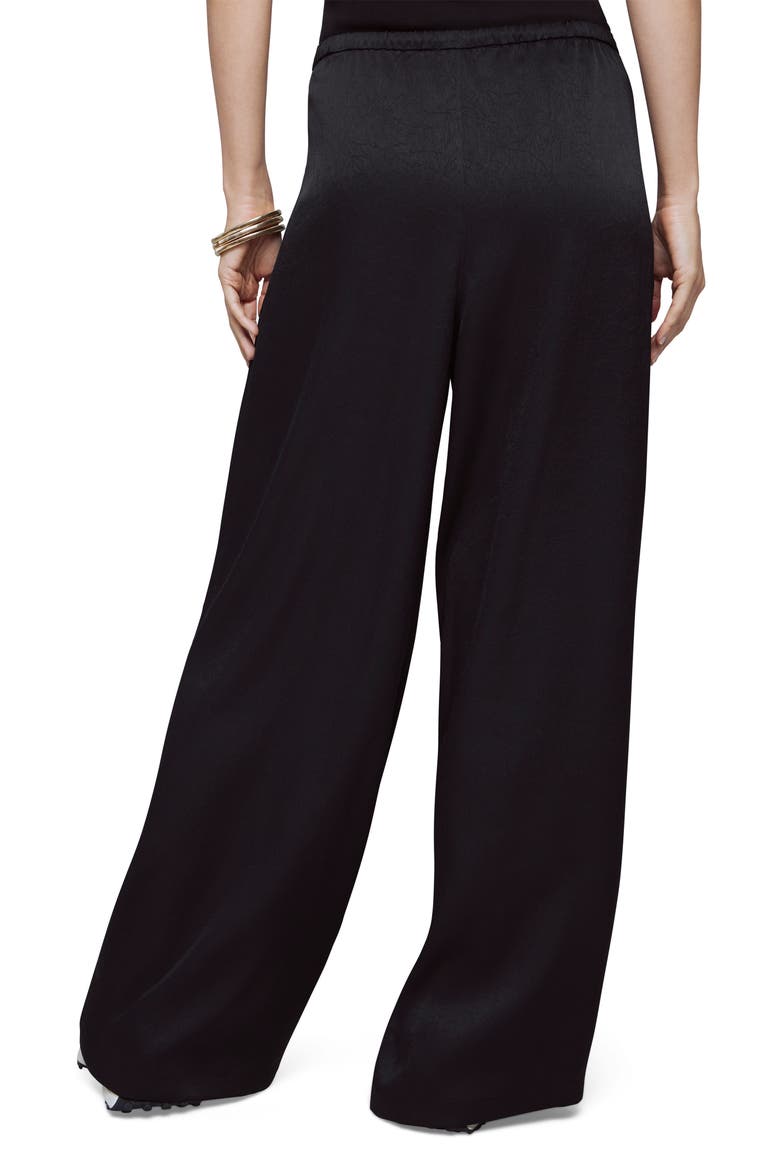 Valerie Wide Leg Satin Drawstring Pants, Alternate, color, BLACK