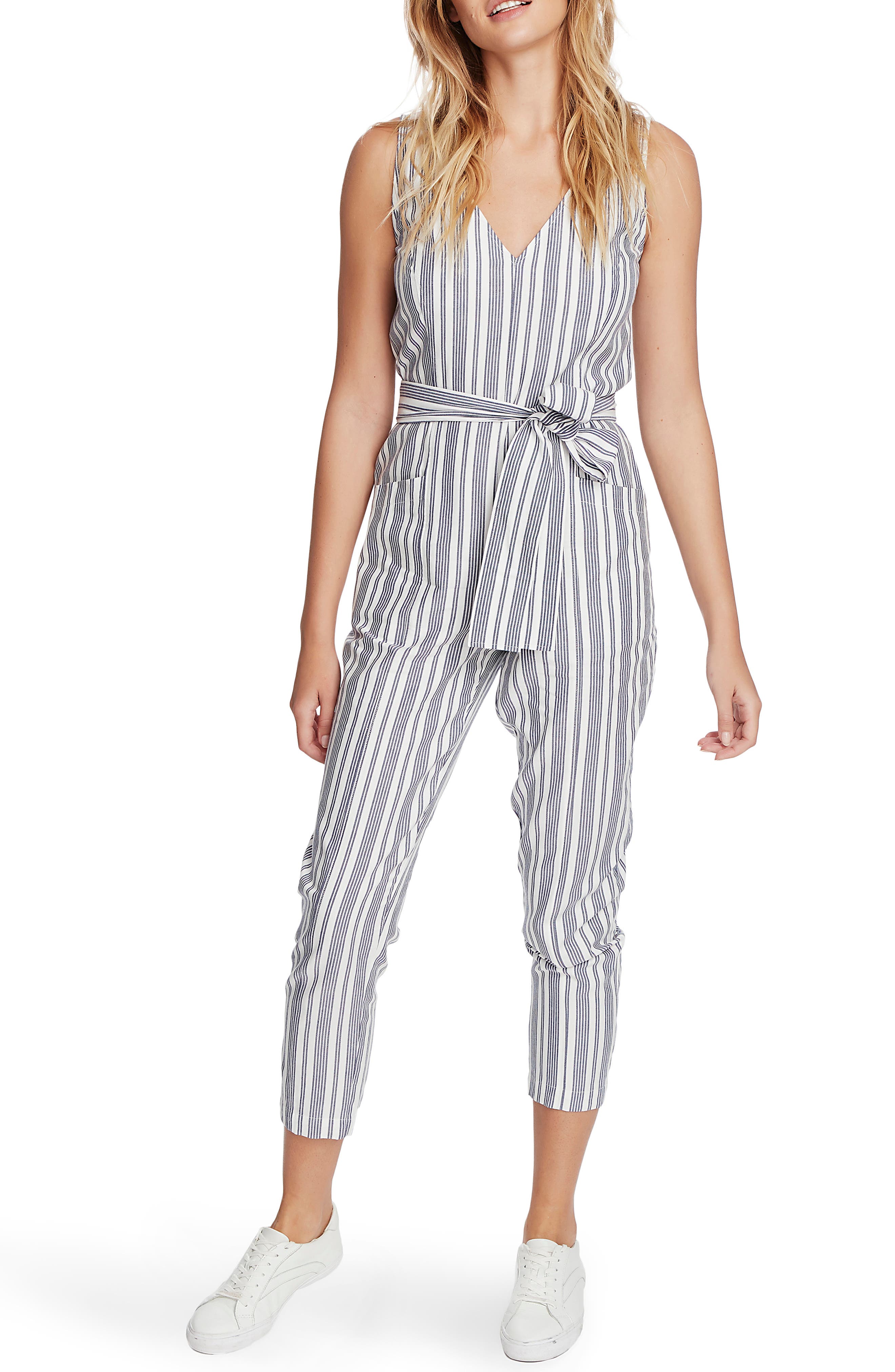 1.STATE Stripe Tapered Leg Jumpsuit (Women) | Nordstromrack