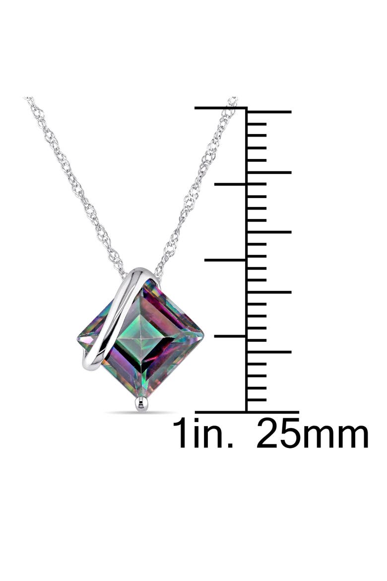 Gemstone Square Solitaire Necklace 10K, Alternate, color, Exotic Green Topaz